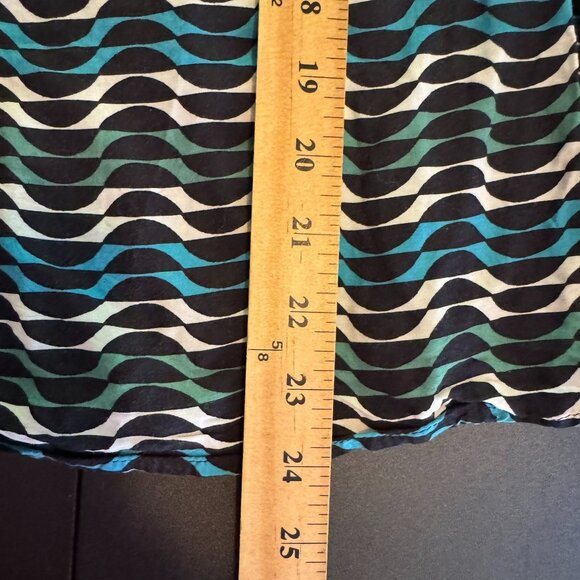 Boden Black & Blue Patterned Long Sleeve Popover Blouse, Size 4 - Picture 5 of 6